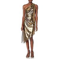 Ramy Brook Women's Susanna LAMÉ ONE Shoulder Dress, Copper, 4