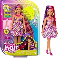 Barbie Totally Hair Doll, Flower-Themed with 8.5-inch Fantasy Hair & 15 Styling Accessories (8 with Color-Change Feature)