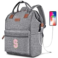 Personalized Initial Laptop Backpack for Women-Waterproof Teacher Backpack/College Backpack/Nurse Backpack for Work,Travel Bckapack with 15.6