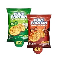 Popped Crisps Variety Pack, Hickory Barbecue and Sour Cream & Onion, High Protein Snack, 12G Protein, 1.27oz., 12 Count