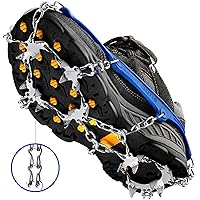 Crampons Ice Cleats Traction Snow Grips for Boots Shoes Women Men Kids Anti Slip 19 Stainless Steel Spikes Safe Protect for Hiking Fishing Walking Climbing Mountaineering