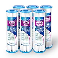 Pleated Sediment Water Filter Cartridge 9.87”x 2.5” Amplified Surface Area, Removes Sand, Dirt, Rust, Extended Filter Life WELL-MATCHED with WHKF-WHPL, 801-50, WB-50W, WFPFC3002, SPC-25-1050 (6 Pack)