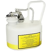 Justrite 12163 Polyethylene Oval Type I Safety Can, 1/2 Gallon Capacity, White