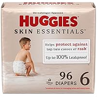 Huggies Size 6 Diapers, Skin Essentials Baby Diapers, Size 6 (35+ lbs), 96 Count (3 Packs of 32)