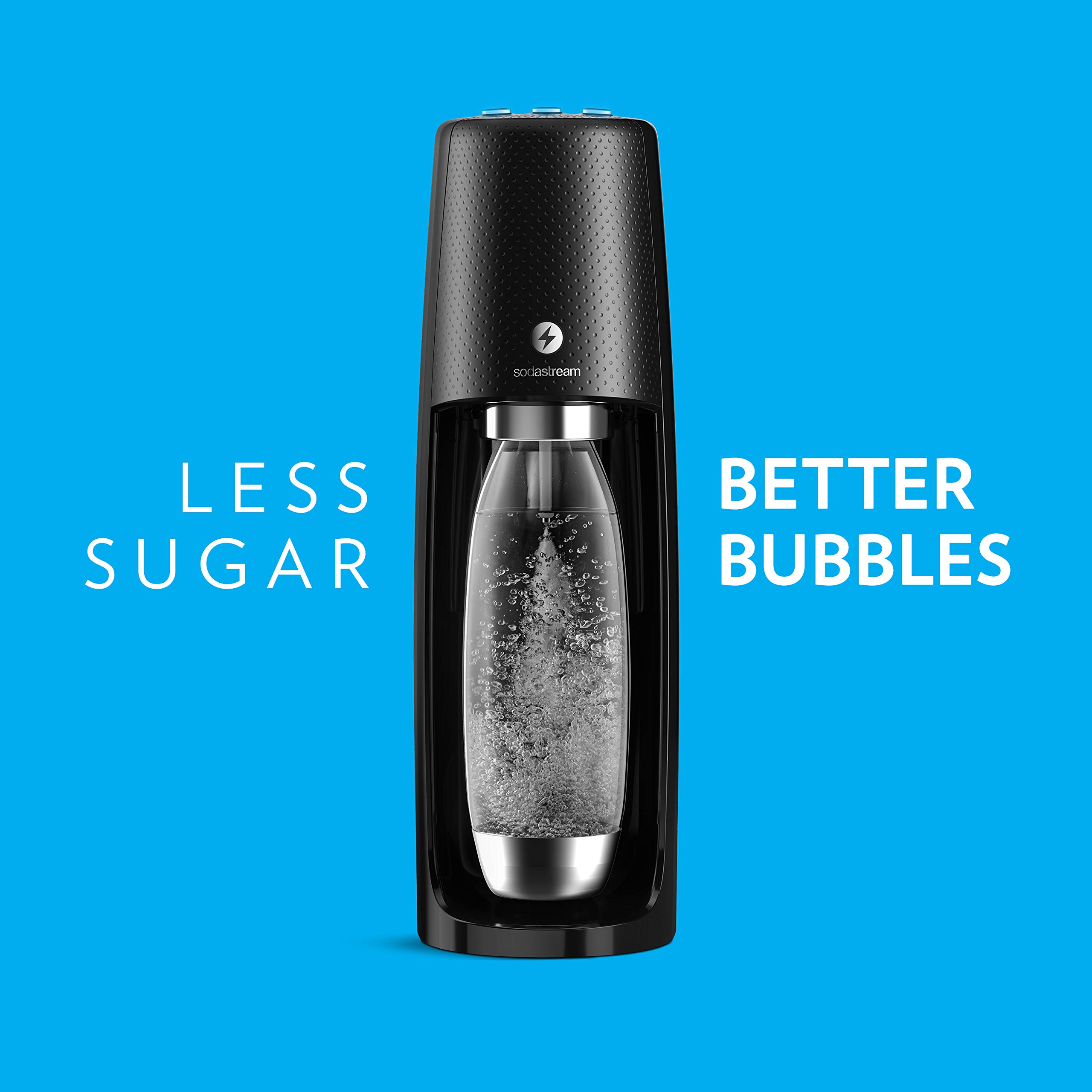SodaStream Fizzi One Touch Sparkling Water Maker Bundle (Black) with CO2, BPA free Bottles, and 0 Calorie Fruit Drops Flavors