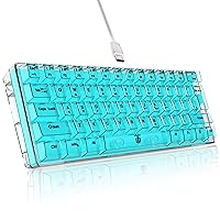 Snpurdiri 60% Wired Gaming Keyboard, RGB Backlit Ultra-Compact Mini Keyboard, Waterproof Small Compact Transparent Keycaps for PC/Mac Gamer(White Transparent)