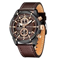 Mini Focus Men Watches Business Casual Wrist Watches (Multifunction/Waterproof/Luminous/Calendar) Genuine Leather Band Fashion Watch for Men
