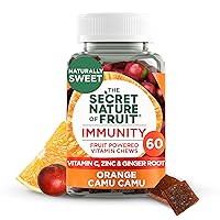 The Secret Nature of Fruit Immunity Chews, Real Fruit Powered Vitamin Chews with Vitamin C, Zinc, Ginger Root, Orange & Camu Camu for Immune Support (60 Count)