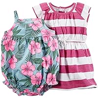 Carter's baby-girls 2-pack Floral and Stripe Sunsuits