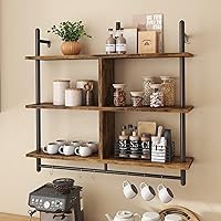 Bestier Floating Pipe Shelving Kitchen Shelves Wall Mounted 3 Tier 41.5