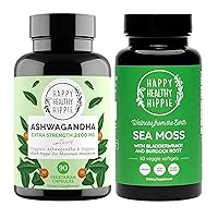 Happy Healthy Hippie Sea Moss Superfood Capsules & Organic Ashwagandha Stress Support Supplement Capsules