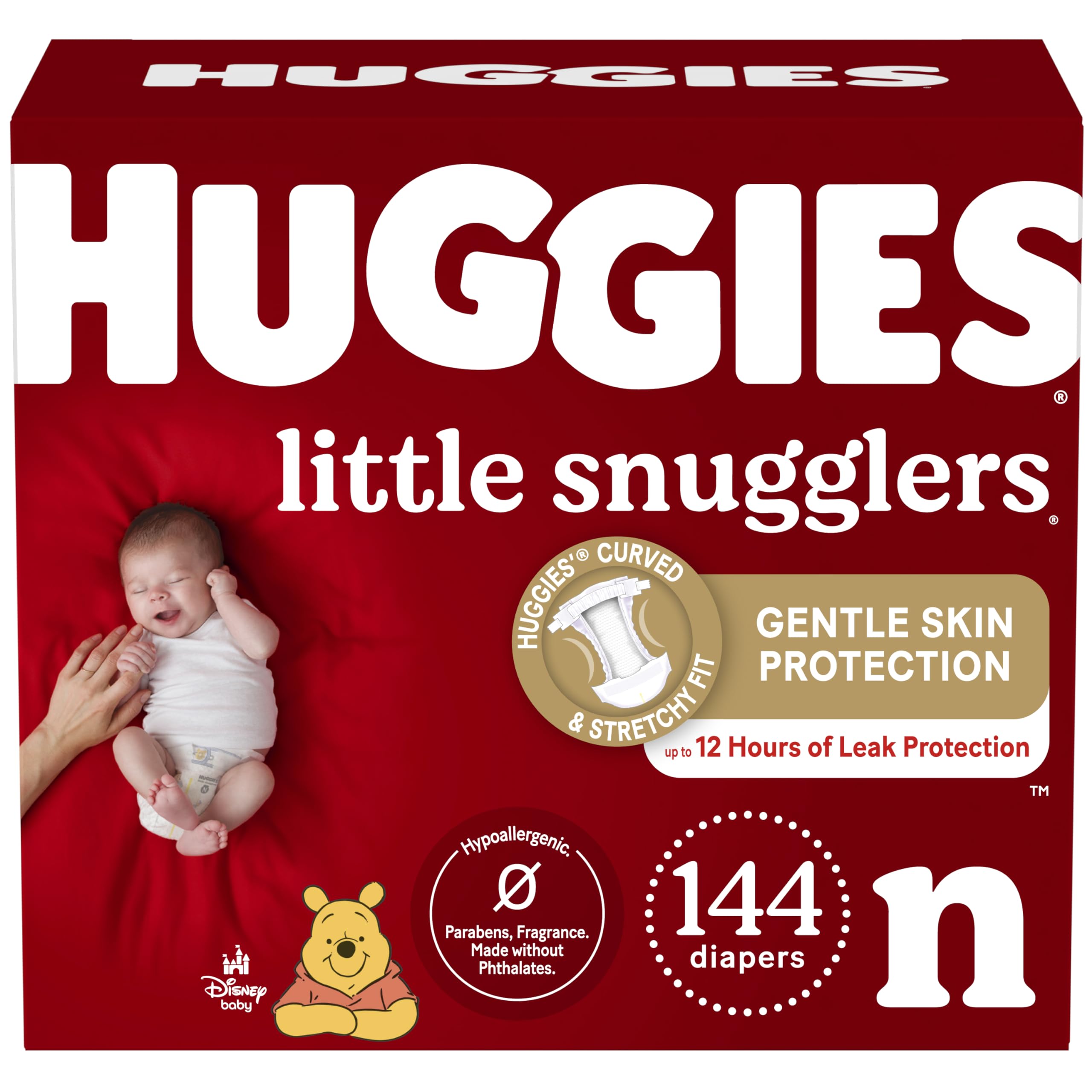 Huggies Newborn Diapers, Little Snugglers Newborn Diapers, Size 1 (up to 10 lbs), 144 Count