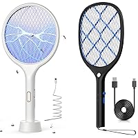 YISSVIC Electric Fly Swatter 4000V Bug Zapper Racket Dual Modes Mosquito Killer with Purple Mosquito Light Rechargeable for Indoor and Outdoor Home Office Backyard Patio Camping