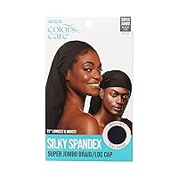 KISS COLORS & CARE Spandex Braid/Loc Cap, Super Jumbo - Comfortable, Stretchy & Mark-Free for All Hair Types - Great for Protective Styles Including Long Braids, Locs, and Weaves Black