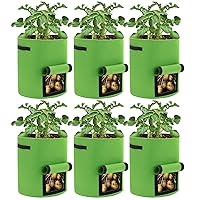 10 Gal Potato Grow Bags - Thickened Nonwoven Fabric Pots, Plant Bags with Flap for Growing Potatoes, Tomatoes, Fruits, Herbs (Light Green)