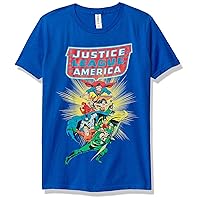 Warner Brothers League Justice for All Boy's Premium Solid Crew Tee, Royal Blue, Youth X-Large