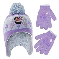 Disney Girls Toddler Winter Hat And Mittens Set Ages 2-4 Or Frozen 2 Elsa & Anna Hat And Kids Gloves Set For Ages 4-7