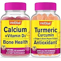 Calcium + Vitamin D3 + Turmeric Curcumin, Gummies Bundle - Great Tasting, Vitamin Supplement, Gluten Free, GMO Free, Chewable Gummy
