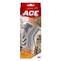 ACE Compression Knee Brace w/Side Stabilizers, Support Injured Knee With Mild Compression. Breathable Properties Let Sweat Escape, Small, White/Gray
