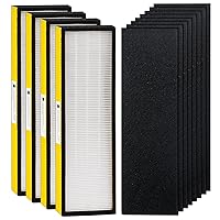 FLT4825 HEPA Filter B Replacement with G-Guardian Air Purifier AC4825 AC4825E AC4300 AC4800 AC4900 AC4850 by Techecook - 4 x True H13 HEPA Filters, 8 x Activated Carbon Pre-Filter