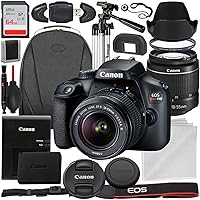 Canon EOS Rebel T100/4000D DSLR Camera with 18-55mm f/3.5-5.6 Zoom Lens and Accessory : Includes - SanDisk Ultra 64GB Memory Card, Tripod, Backpack,& Much More (18pc Bundle)