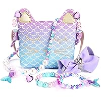 Purse for Little Girls Dress Up Jewelry Pretend Play Kids Accessories Mermaid Gifts