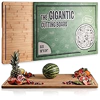 Gigantic Extra Large Cutting Board for Kitchen 36 X 24 by Grizzly Living - Heavy Duty Bamboo Chopping Boards for Meat, Veg & Charcuterie - Large Wooden Noodle Board for Stove Top & Countertop