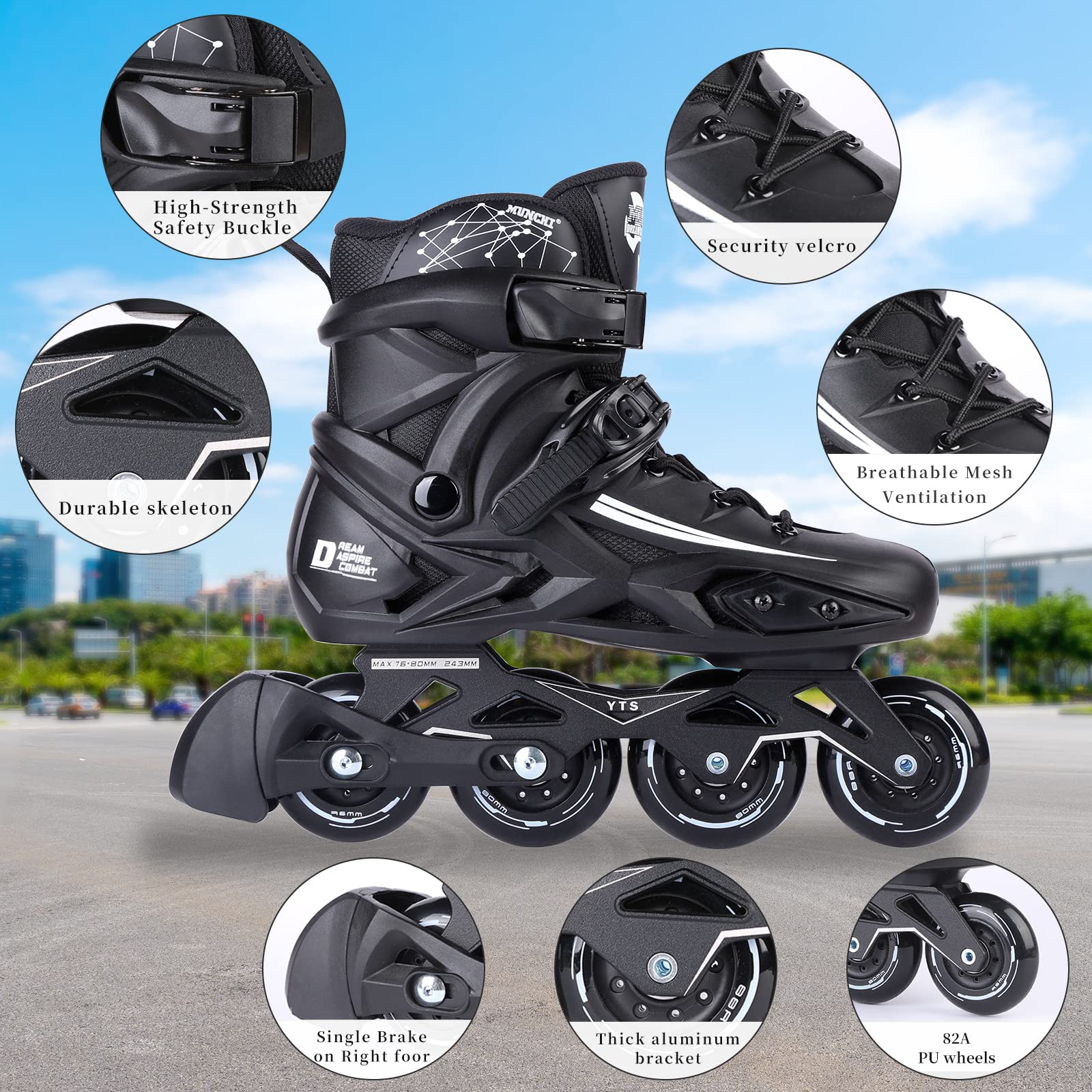 Inline Skates for Women and Men, High Performance Fitness Racing Aggressive Outdoor Inline Speed Skates Unisex