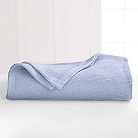 Martex Premium 100% Cotton Warm and Cozy Blanket Good for All Seasons, Lightweight and Breathable, Textured, Full Queen, Blue