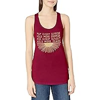 Chin Up Women's Sunset Peace Ideal Racerback Graphic Tank Top, Scarlet, XXL