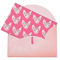 Sphynx Cat Pattern Greeting Cards Assorted Blank Cards with Envelopes for All Occasions Birthday Thank You Wedding