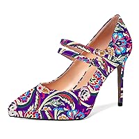 Womens Dress Patent Pointed Toe Adjustable Strap Wedding Buckle Stiletto High Heel Pumps Shoes 4 Inch