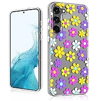 MYBAT PRO Slim Cute Clear Case for Samsung Galaxy S23 Case 6.1 inch, Mood Series Crystal Stylish Military Grade Drop Shockproof Non-Yellowing Protective Cover for Women Girls, Multi Color Daisy