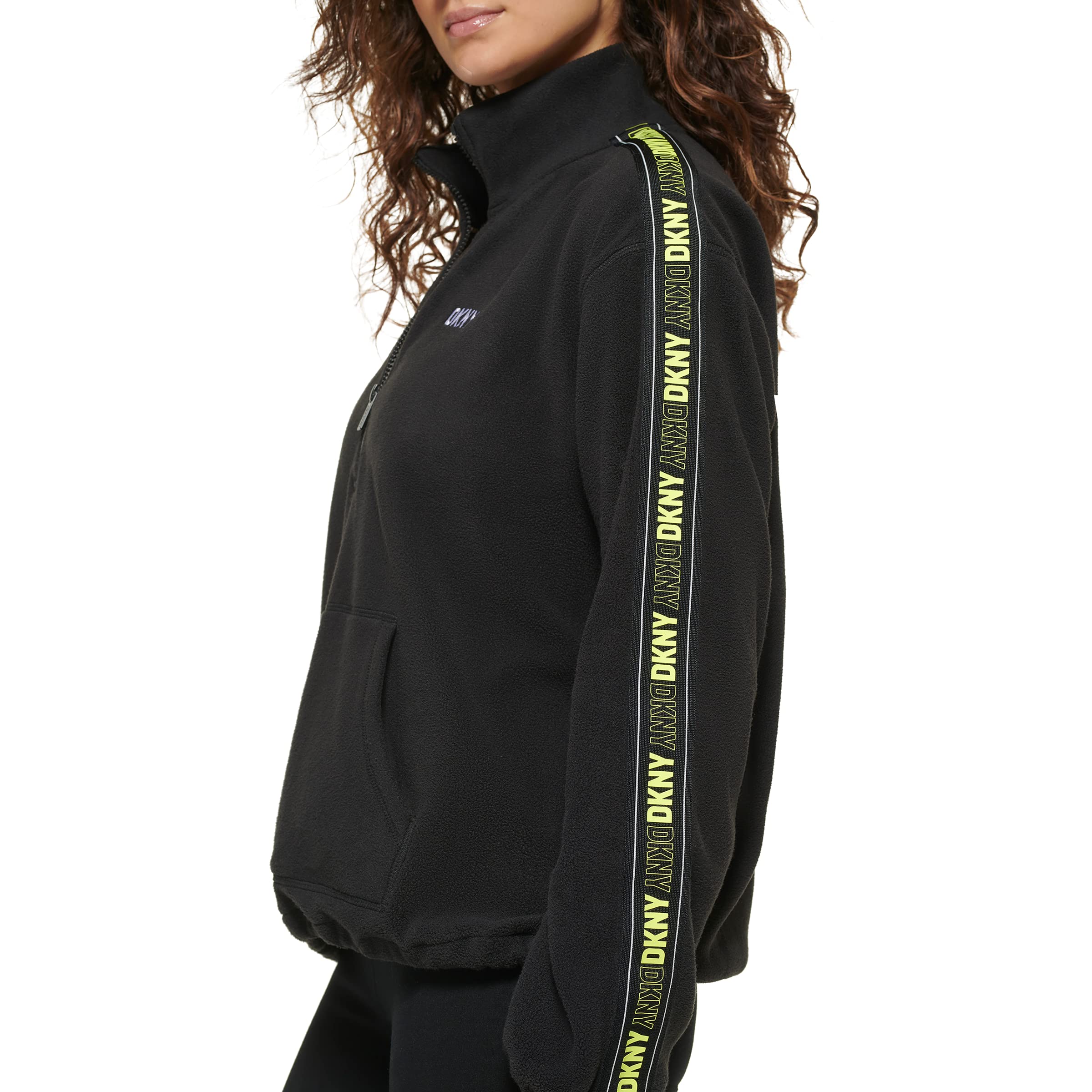 DKNY Women's Sport Flip Logo Tape Quarter Zip Jacket