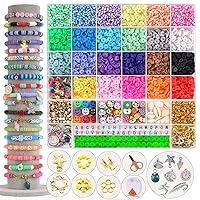  Paodey 14,000pcs Clay Beads Friendship Bracelet Making Kit, 48  Colors 3 Boxes with Bracelet Holder Jewelry Maker with Letter Beads Number  Silver Gold Spacer Bead Set Gift for Kids Teen Girls