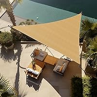 Shade&Beyond Triangle Sun Shade Sail 16'X16'X16' Permeable Canopy Beige for Patio Garden Yard Deck Pergola (We Make Custom Size)