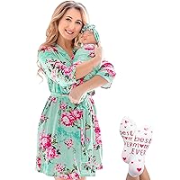 ECO BABY Mommy and Me Robe and Swaddle Set | Maternity Robe and Matching Baby Set for Girl, Boy | Hospital Labor and Delivery
