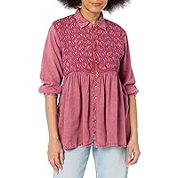Women's Smocked Button Up Shirt