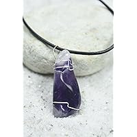 Custom Handmade Banded Amethyst Stone on a Leather Cord Necklace - Made to Order