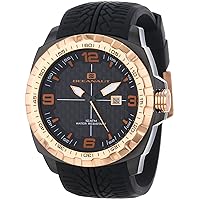 Men's OC1111 Racer Black and Gold-Tone Stainless Steel Watch with Black Silicone Band