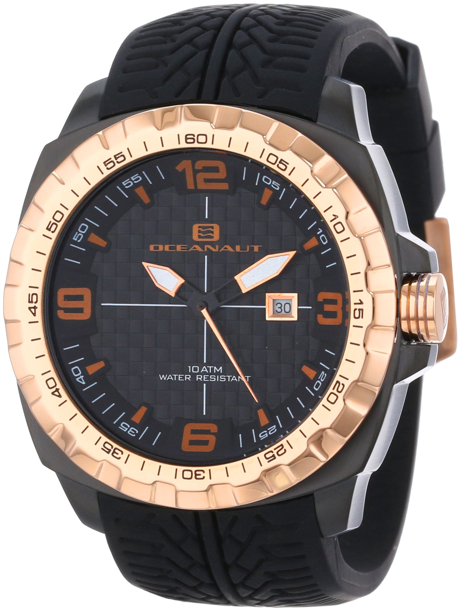 Oceanaut Men's OC1111 Racer Black and Gold-Tone Stainless Steel Watch with Black Silicone Band