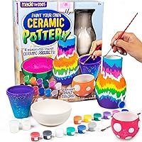 Made By Me Paint Your Own Ceramic Pottery, Fun Ceramic Painting Kit for Kids, Paint Your Own Ceramic Pottery Dish, Flower Pot, Vase & Bowl, Great Staycation Activity for Kids Ages 6, 7, 8, 9, Multi
