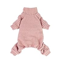 Turtleneck Knitted Dog Sweater Puppy Pajamas Thermal Doggie Winter Clothes Knitwear Pet Coats Cat Apparel Pink X-Large