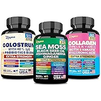 Sea Moss 16-in-1 and Collagen 14-in-1 + Colostrum 8-in-1 Supplement Bundle - 30 Day Supply