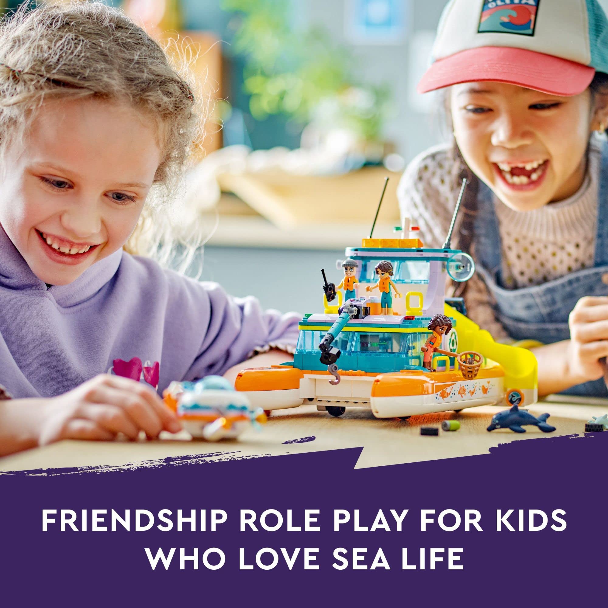 LEGO Friends Sea Rescue Boat 41734 Building Toy Set for Boys & Girls Ages 7+ Who Love The Sea, Includes 4 Mini-Dolls, a Submarine, Baby Dolphin and Toy Accessories for Ocean Life Role Play