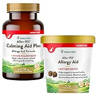 NaturVet Aller-911 Calming Aid & Allergy Aid Dog Supplement – Helps Reduce Stress – 30 Ct & Aller-911 Advanced Allergy Aid for Dogs, Cats – Antioxidant-Rich Pet Supplement with Omegas – 70 Soft Chews