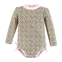 Hudson Baby Baby Girl's Rashguard Toddler Swimsuit, Leopard, 12-18 Months