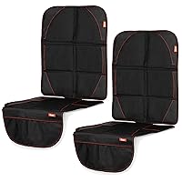 Diono Ultra Mat Pack of 2 Full Size Car Seat Protectors For Under Car Seat, Crash Tested With Premium Ultra Thick Padding For Durable, Water Resistant Protection, Includes 3 Mesh Storage Pockets,Black