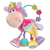 Playgro Unicorn Soft Baby Toys 3-6-12 Months Developmental, 3+ Months Rattles Teething Toys for Babies, Newborn & Infant Sensory Non-Toxic Plush Baby Rattle for Boy Girl Clip Clop Activity Gift