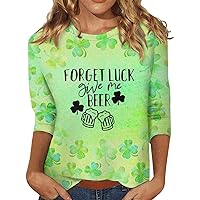 Women's Tunic Tops 3/4 Sleeve Shirts St.Patrick's Day Print Graphic Tees Blouses Casual Tops Pullover, S-5XL